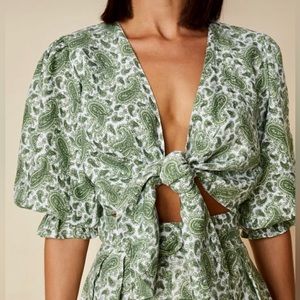 Faithful The Brand jacinta linen top sable paisley print Size S